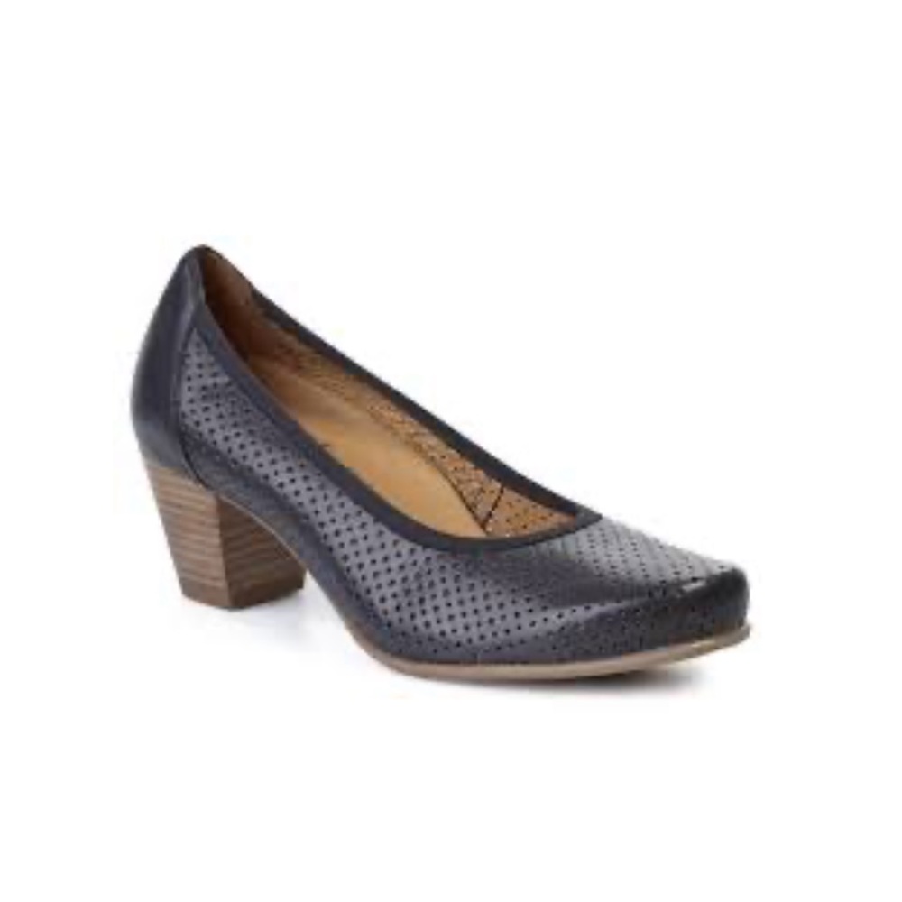 Bueno Black Perforated Leather Heels | 40